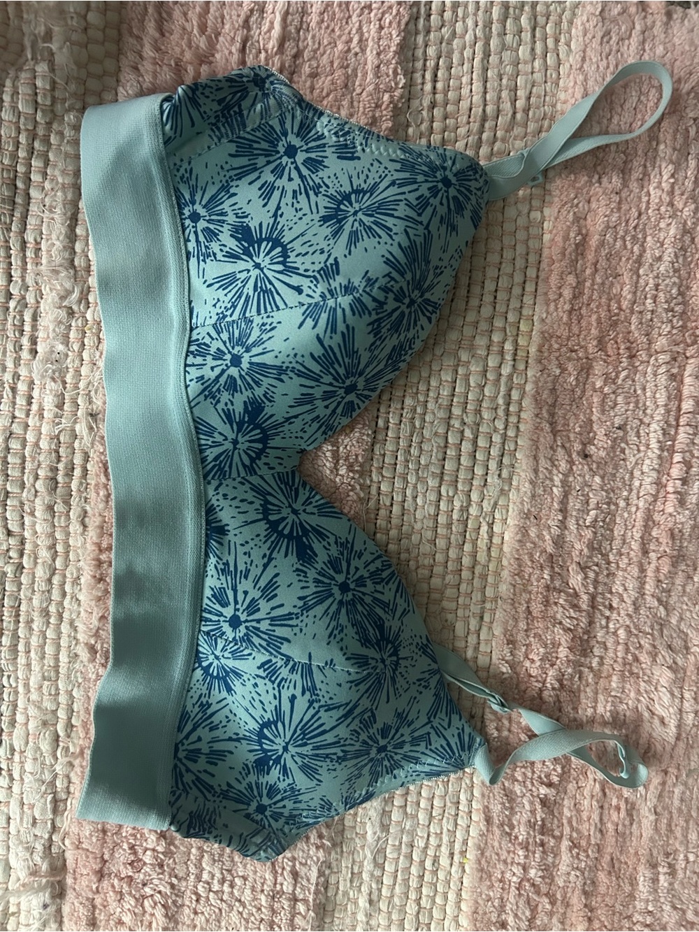 just be Light Blue Bralette with Navy Floral Print